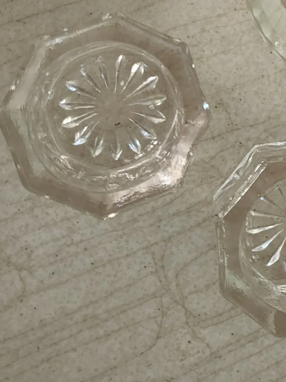 NWOT 6 Pieces Crystal & Ceramic Candle Holders Clear Floral, Never Used, Classic